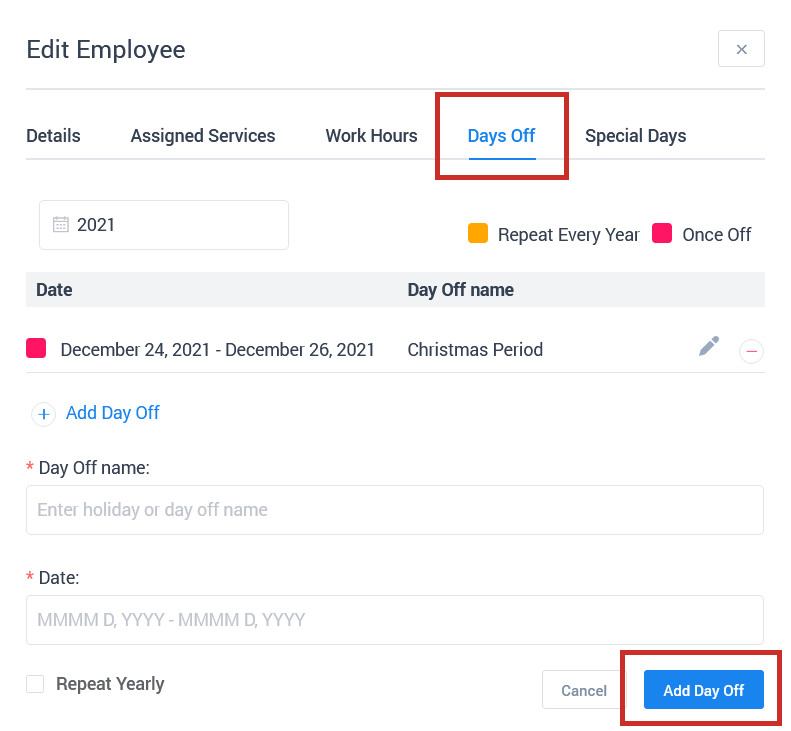 Manage employees and availability (working hours) - CRJ Design ...